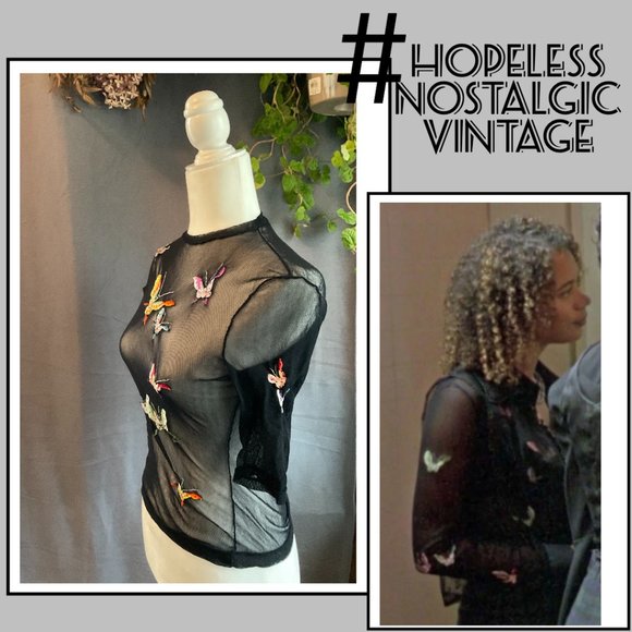 Sheer Vivienne Tam Butterfly Print top ASO Rochelle in The Craft - Picture 2 of 5